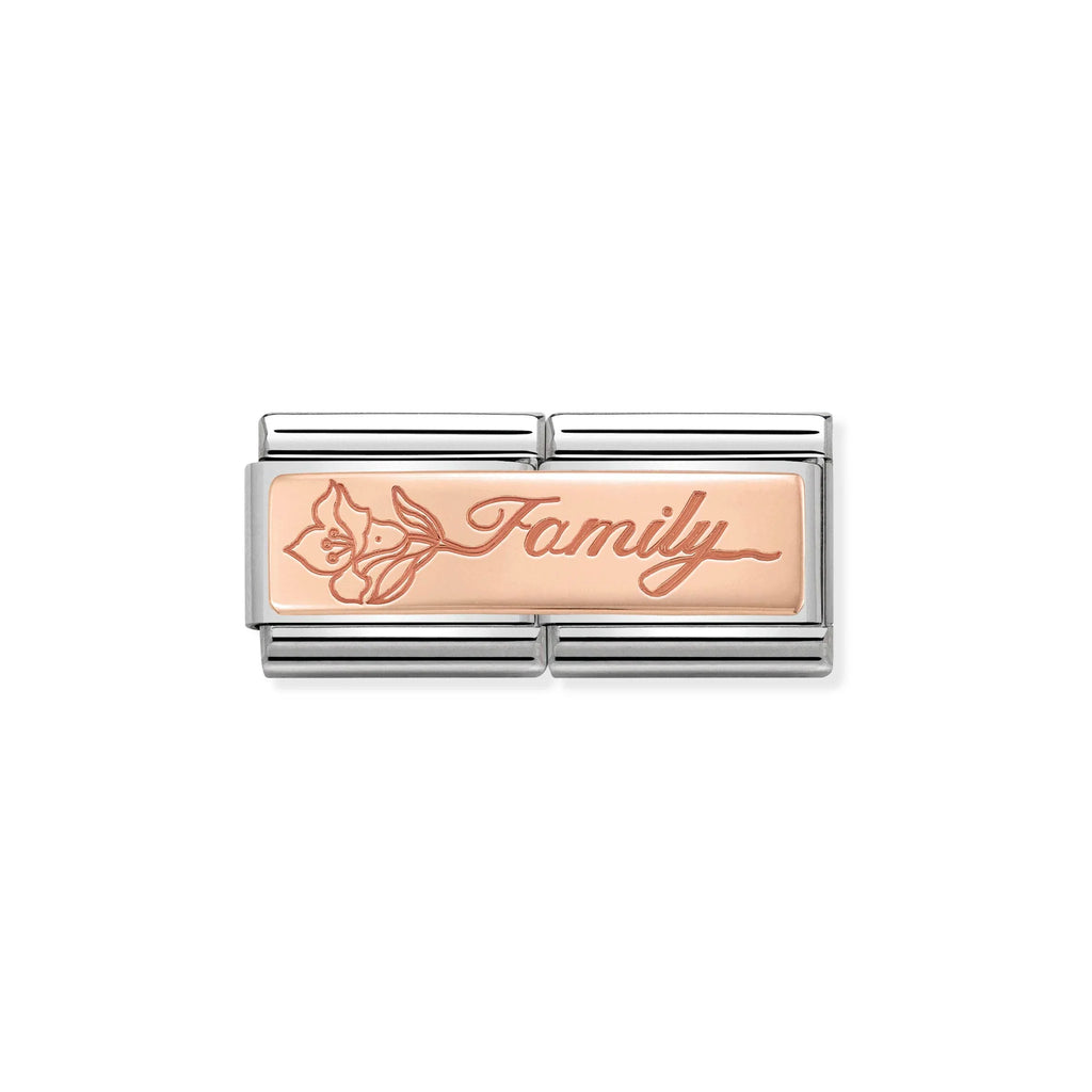 NOMINATION COMPOSABLE CLASSIC DOUBLE LINK 430710/17 FAMILY WITH FLOWER IN 9K ROSE GOLD