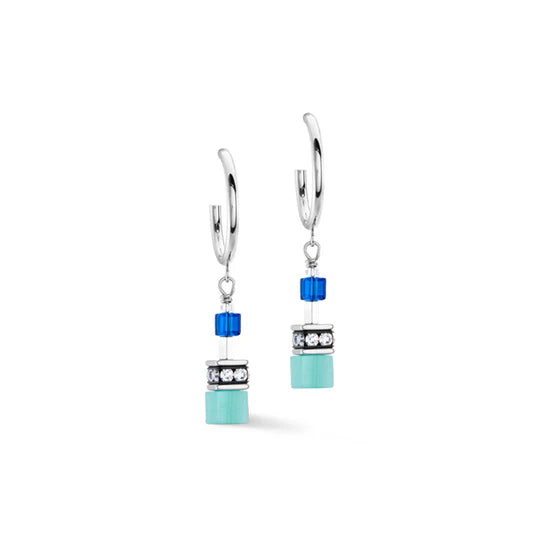 COEUR DE LION MULTIWEAR SPARKLING BLUE & GREEN OCEAN GEO CUBE EARRINGS