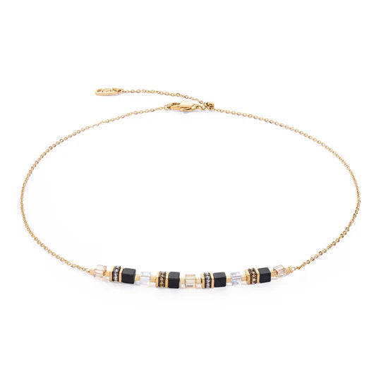 COEUR DE LION GEO CUBE MINI BLACK & GOLD CHAIN NECKLACE