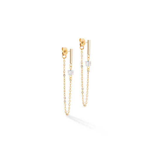 COEUR DE LION GEO CUBE MINI GOLD CHAIN EARRINGS