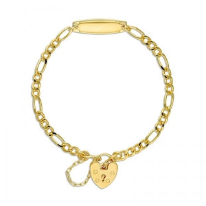 S/S 925 KIDS GOLD PLATED FIGARO 3+1 ID BRACELET