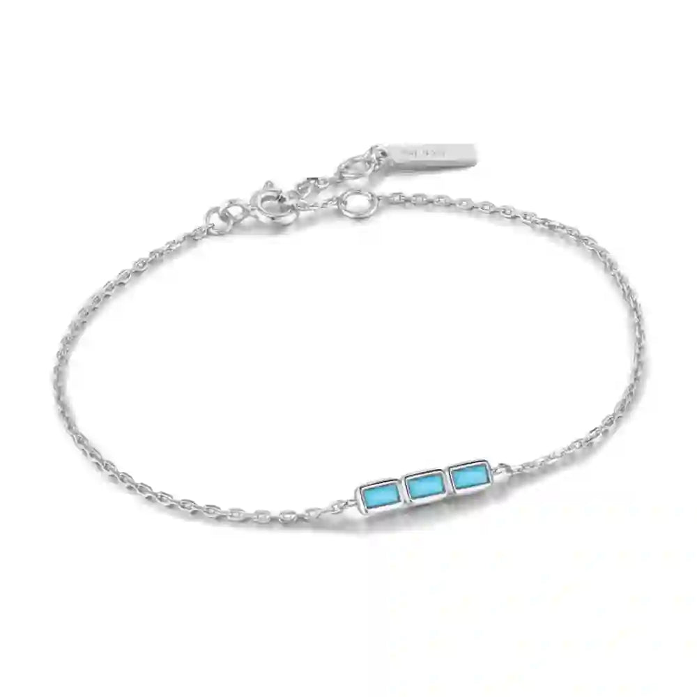 ANIA HAIE SILVER TURQUOISE BAR BRACELET