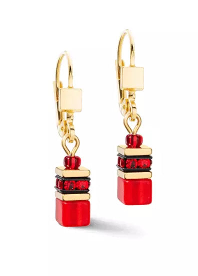 COEUR DE LION GEOCUBE EARRINGS ICONIC LITE RED 2800/20-0300