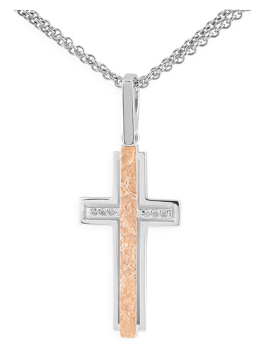 BRUENING WG & RG DIA CROSS PENDANT