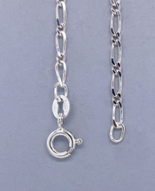 STERLING SILVER 925 1X1 FIGARO CHAIN - 2MM 45CM