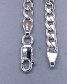 STERLING SILVER 925 OVAL CURB LINK CHAIN - 4.2MM 55CM