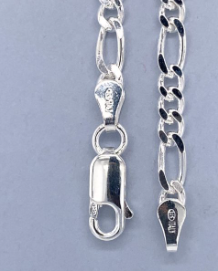 STERLING SILVER 925 3X1 FIGARO CHAIN - 3.5MM 45CM