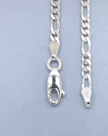 STERLING SILVER 925 3X1 FIGARO CHAIN - 3MM 55CM