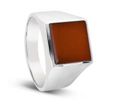 GENTS S/S NATURAL 13MM CARNELIAN SIGNET RING