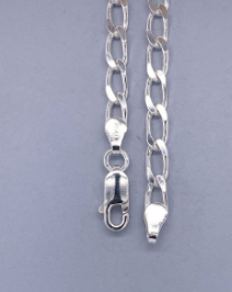 STERLING SILVER 925 FLAT CURB LINK CHAIN - 4MM 45CM