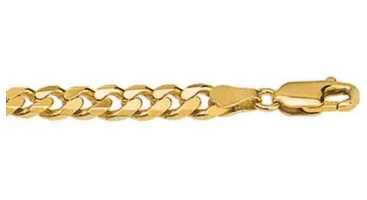 9CT YG BEVEL EDGE CURB BRACELET 22CM