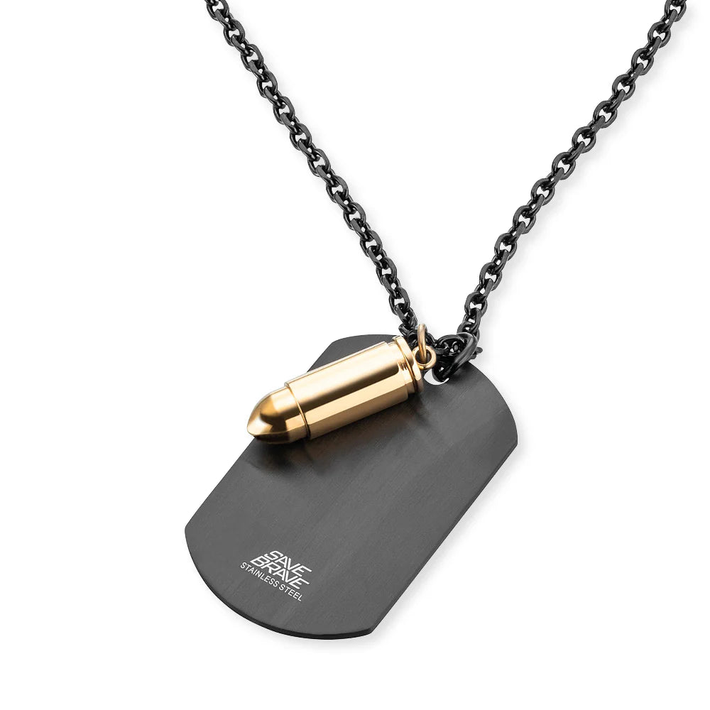 SAVE BRAVE MILAN GOLD BULLET DOGTAG NECKLACE