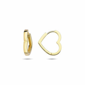 9CT YG HEART SHAPED HUGGIE EARRINGS