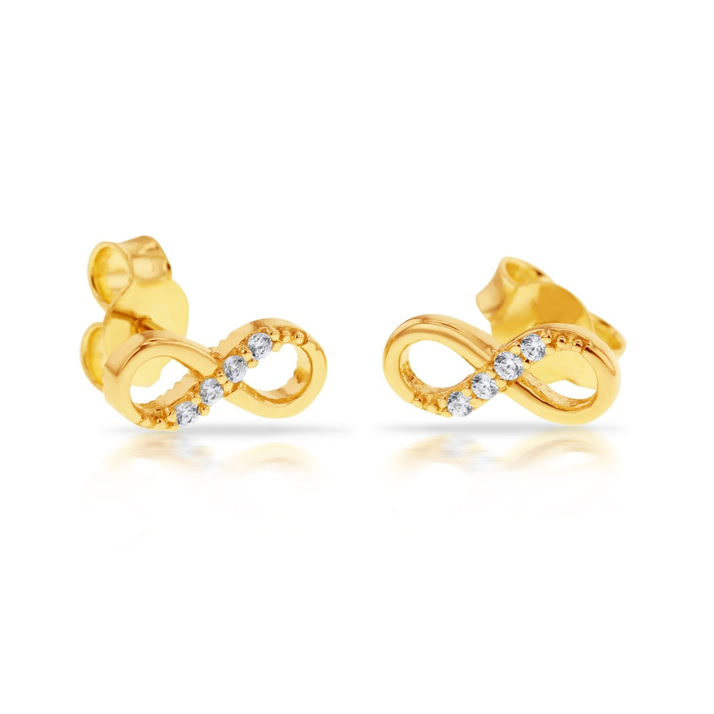 9CT YG CZ SET MINI INFINITY STUD EARRINGS