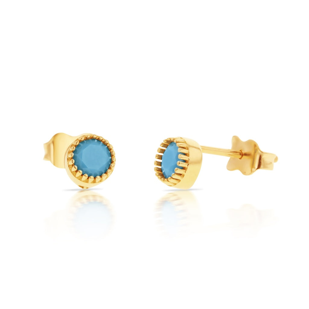 9K YG NATURAL TURQUOISE STUD EARRINGS