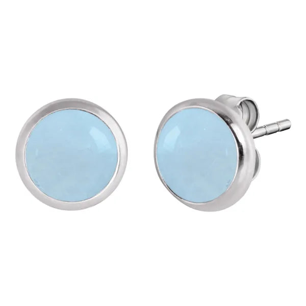 ENGELSRUFER SILVER BLUE AGATE 10MM STUD EARRINGS