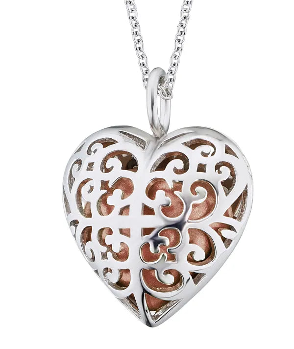 ENGELSRUFER SILVER ROSE GOLD HEART SOUNDBALL NECKLACE