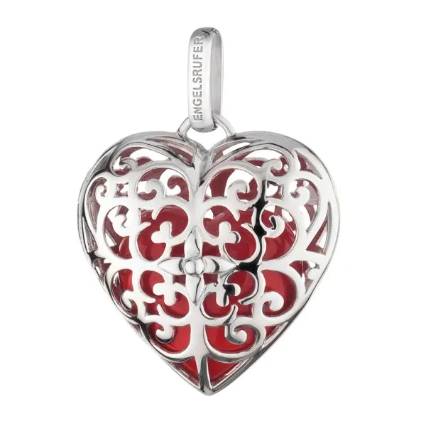 ENGELSRUFER SILVER RED HEART SOUNDBALL NECKLACE