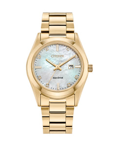 CITIZEN LADIES GOLD ECO-DRIVE WATCH EW2702-59D