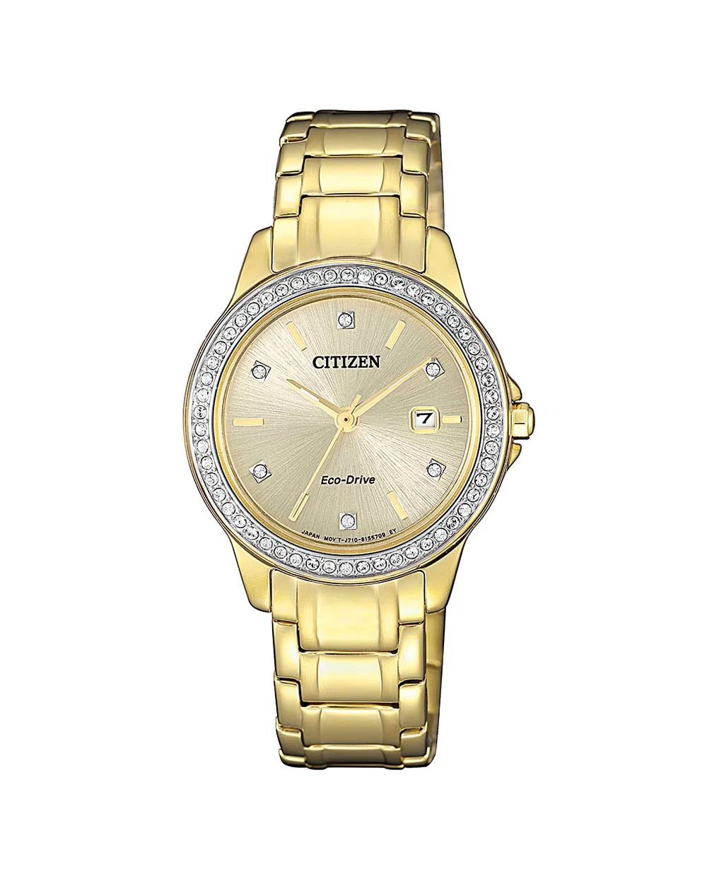 CITIZEN LADIES GOLD ECO-DRIVE WATCH FE1172-55P