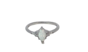 STERLING SILVER 925 MARQUISE SYNTH OPAL CZ RING - 9MM