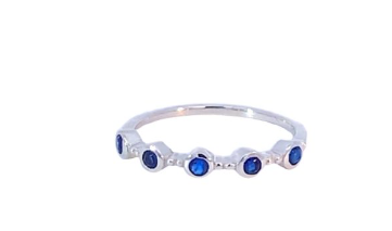 STERLING SILVER 925 BLUE CZ TUBE SET+BALLS ETERNITY RING - 3MM