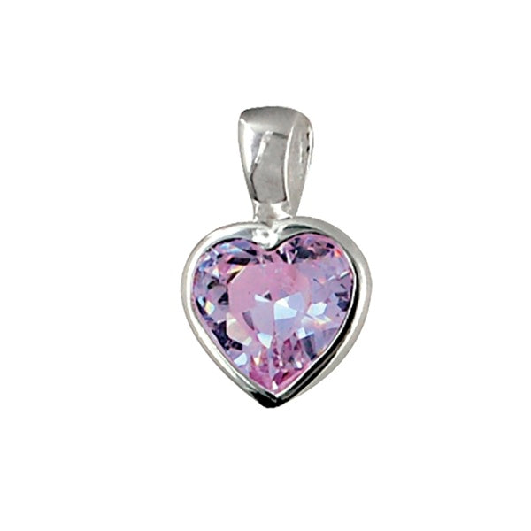 SS 925 KIDS LAVENCER CZ BEZEL SET HEART PENDANT