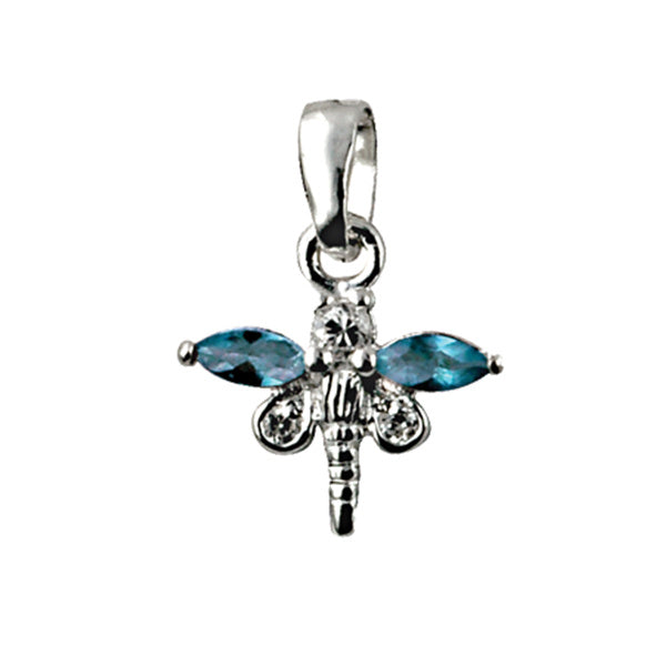 S/S 925 KIDS BLUE TOPAZ CZ & CZ DRAGONFLY PENDANT