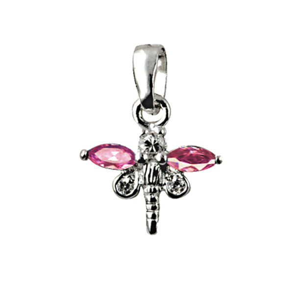 SS 925 KIDS PINK CZ DRAGONFLY PENDANT