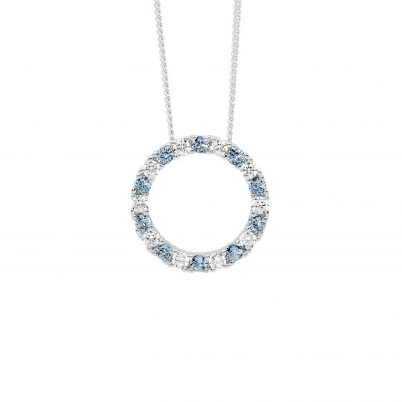 ELLANI COLLECTIONS S/S SPINEL & WH CZ 16MM OPEN CIRCLE PENDANT