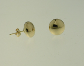 9CT YG HOLLOW PLAIN DOME STUD EARRINGS - 8MM - 0.45g