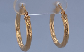 9CT YG HOL TWISTED TUBE HINGE HOOP EARRINGS - 15X2 - 0.86g