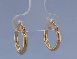 9CT YG HOL RND TUBE HINGE HOOP EARRINGS - 14X2 - 0.78g