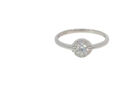 STERLING SILVER 925 RH PL CZ PAVE HALO SOLITAIRE RING - 8MM