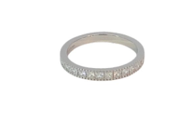 STERLING SILVER 925 RH PL PRINCESS CZ MILLGRAIN ETERNITY - 2.8MM