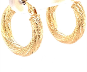 9CT YG HOL TWISTED MESH TUBE HOOP EARRINGS - 16X3 - 0.86g