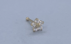 9CT YG CZ CLAW SET FLOWER NOSE BALL STUD 5MM 0.18g