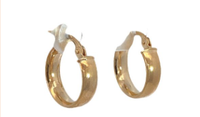 9CT YG FLAT OVAL HINGE HOOP EARRINGS - 14X4 - 0.87g