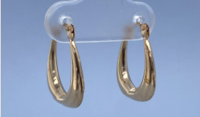 9CT YG TEXTURED OVAL CREOLE HOOP EARRINGS - 17X2.6 - 0.7g