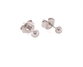 9CT WG HOLLOW HALF BALL STUD EARRINS - 3MM - 0.43g