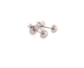 9CT WG HOLLOW HALF BALL STUD EARRINGS - 4MM - 0.45g