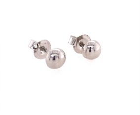 9CT WG HOLLOW HALF BALL STUD EARRINS - 5MM - 0.58g