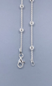 STERLING SILVER 925 BALLS ON WHEAT LINK ANKLET 4+1.4MM 24CM 3.3g