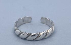 STERLING SILVER 925 ROPE ETCHED TOE RING - 3MM - 1.4g