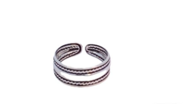 STERLING SILVER 925 OXI ROPE EDGED TOE RING - 6MM - 1.06g