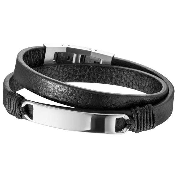 SAVE BRAVE MASON LEATHER WRAPAROUND ID BRACELET