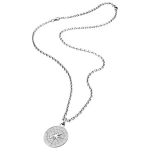 SAVE BRAVE NORTH STAR COMPASS STEEL MEDALLION NECKLACE