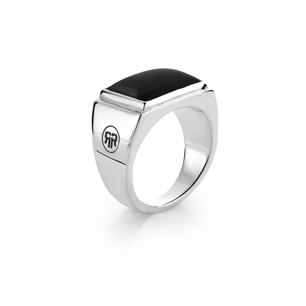 REBEL & ROSE RING RR-RG030-S SQUARE ONYX LOWNECK