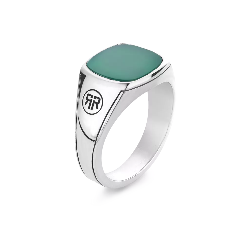 REBEL & ROSE RING RR-RG040-S SQUARE GREEN JADE