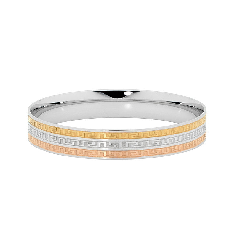 ELLANI COLLECTIONS 3 TONE IP PLATED STAINLESS STEEL BANGLE